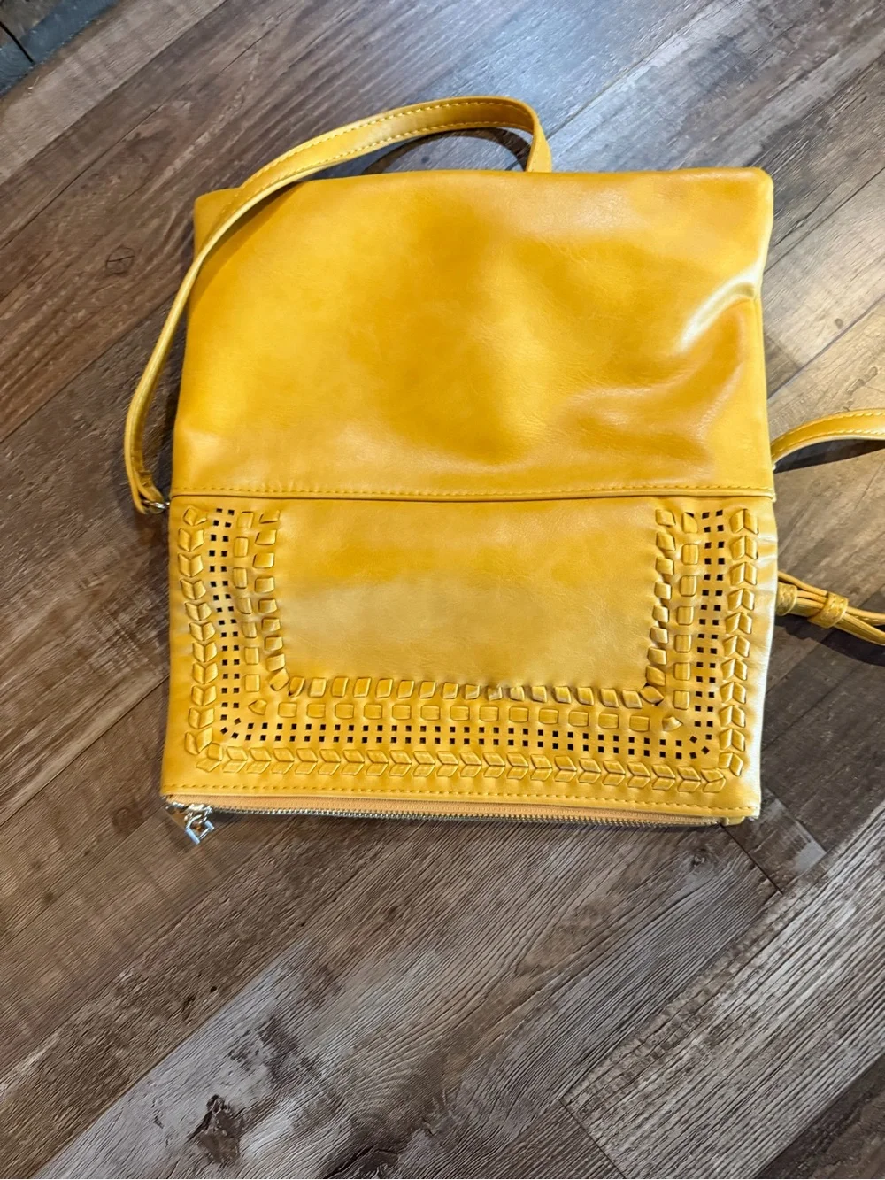 Moda Luxe Yellow Woven-Trim Crossbody Bag